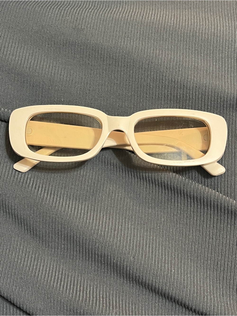Chunky Ivory Cream Rectangle Eyeglasses Clear Lens Retro Fashion Glasses-Unisex